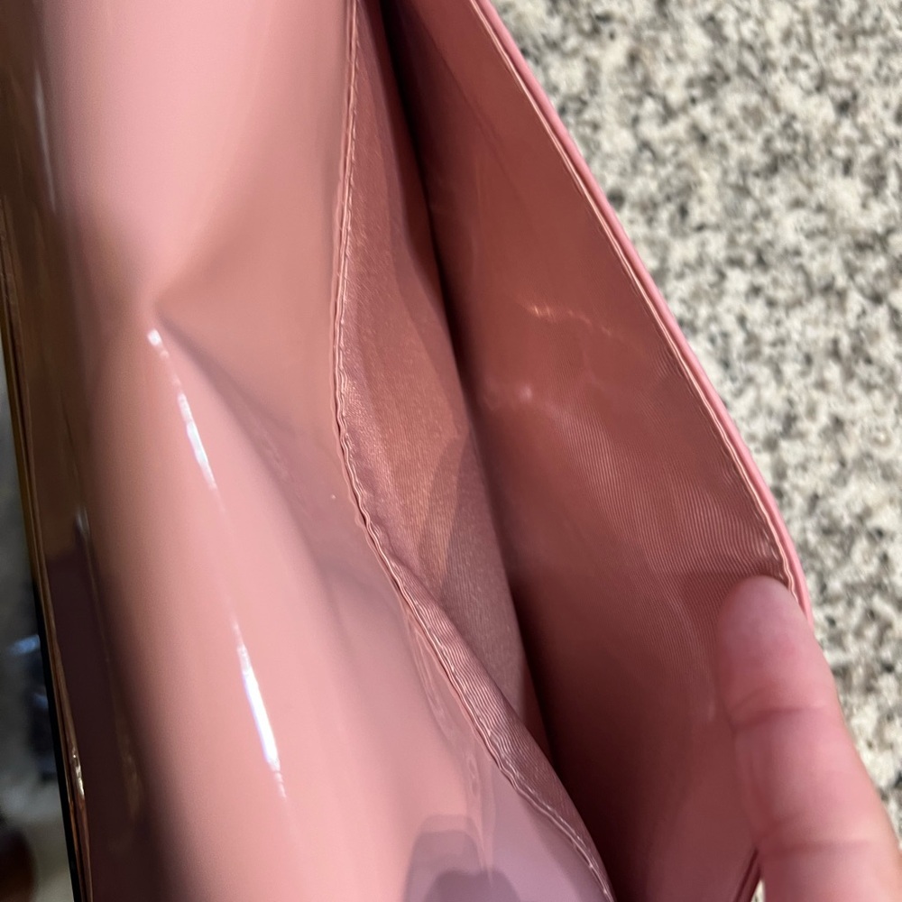 White House Black Market Pink Faux Patent Leather Clutch NEW - Picture 5 of 9